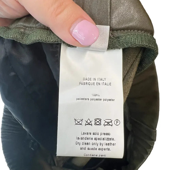Ottod'Ame Military Green Faux Leather Jogger Pants‎ Size 46  / US 10 - Picture 14 of 15